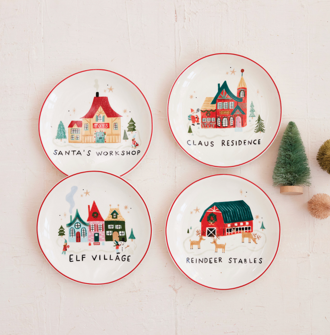 Round North Pole Stoneware Plates