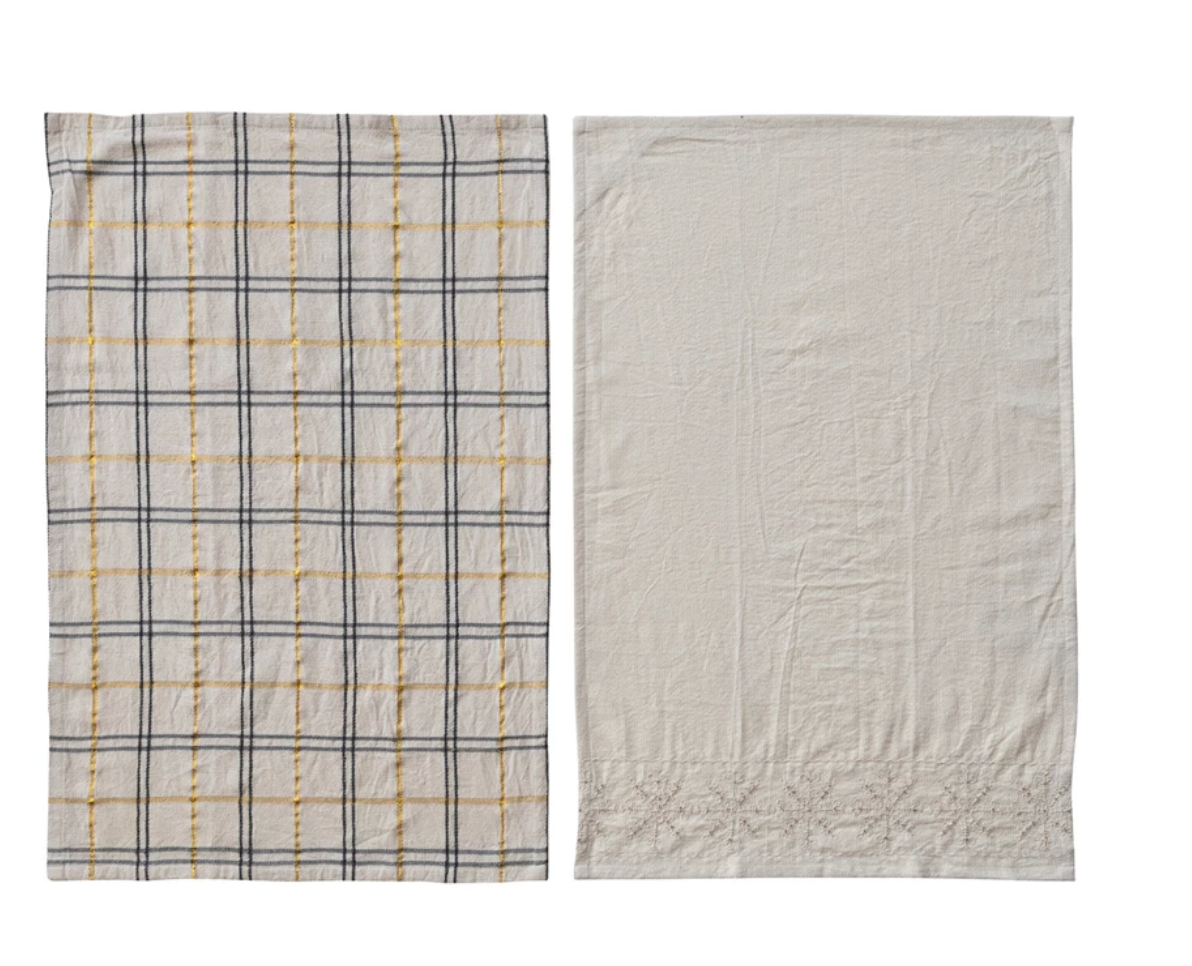 Woven Tea Towels with Embroidery + Beads