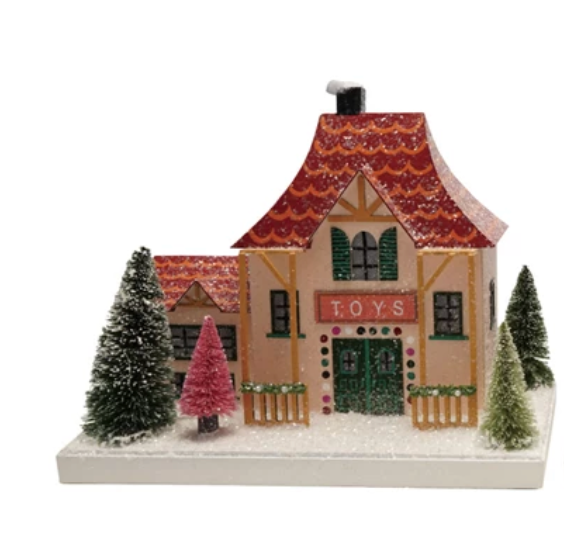 Paper House with LED Light + Bottle Brush Trees