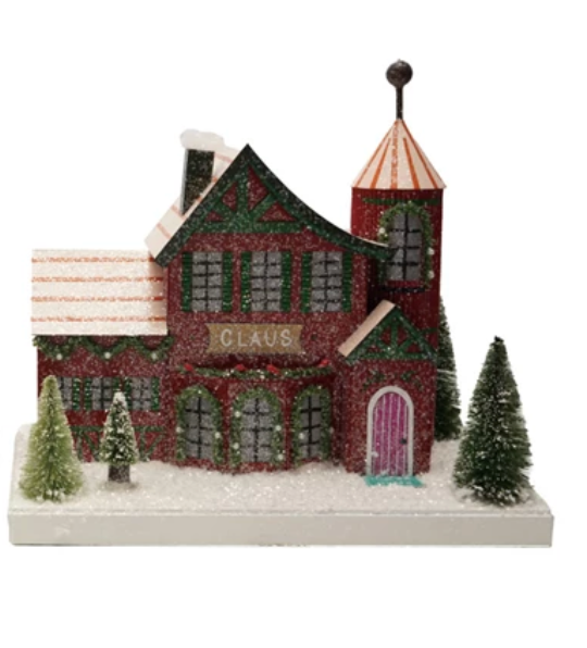 Paper House with LED Light + Bottle Brush Trees