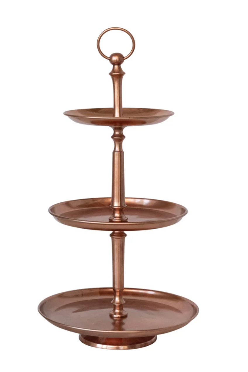 Metal + Aluminum Three-Tier Tray in Copper Finish