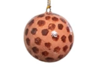 Hand-Painted Paper Mache Ball Ornament in Animal Print Pattern