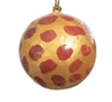 Hand-Painted Paper Mache Ball Ornament in Animal Print Pattern