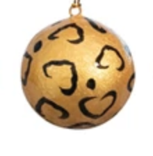 Hand-Painted Paper Mache Ball Ornament in Animal Print Pattern
