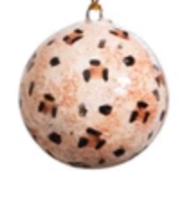 Hand-Painted Paper Mache Ball Ornament in Animal Print Pattern
