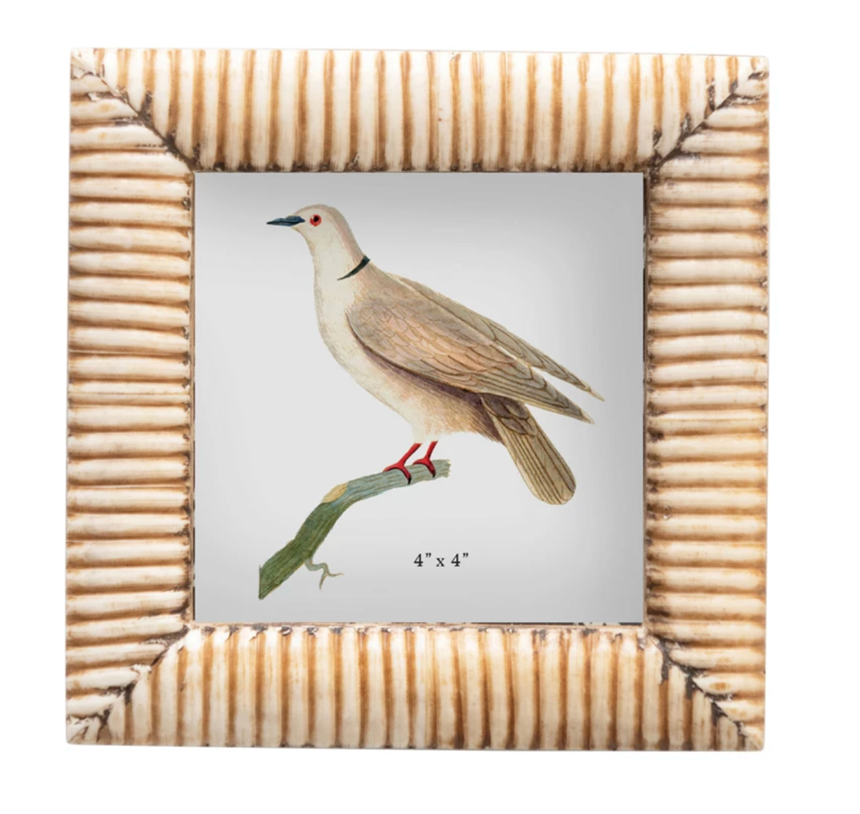 Hand-Carved Photo Frame with Ribbed Pattern