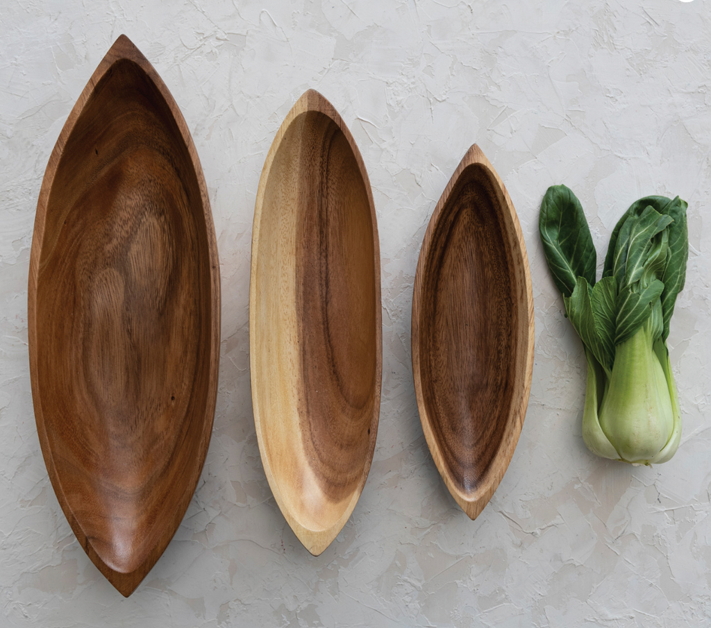 Acacia Wood Boat Shaped Bowls