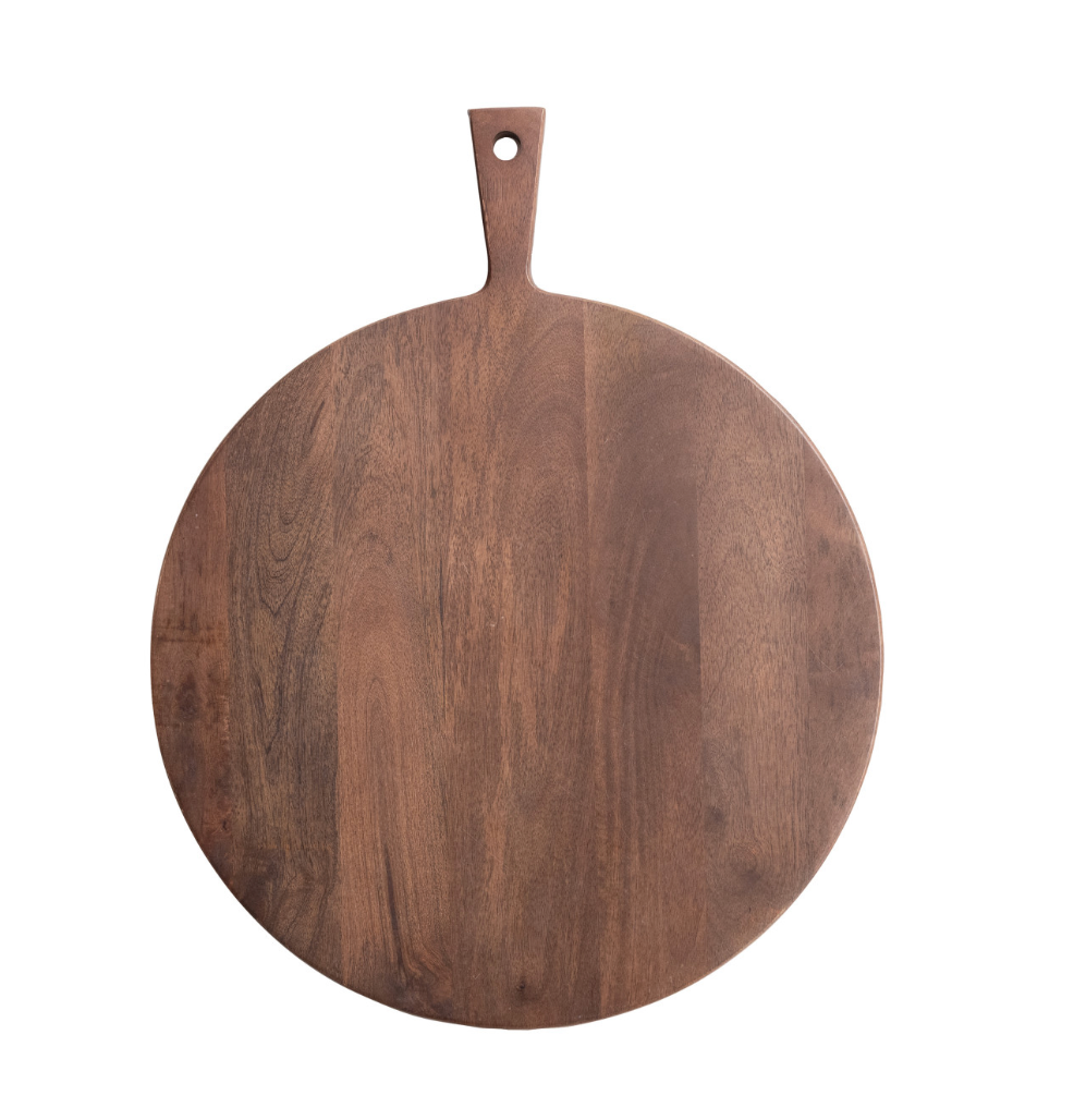 Mango Wood Circular Cheese + Cutting Board with Handle