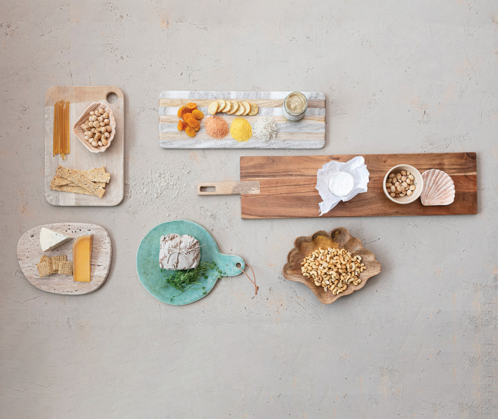 Whitewashed Mango Wood Cheese + Cutting Board