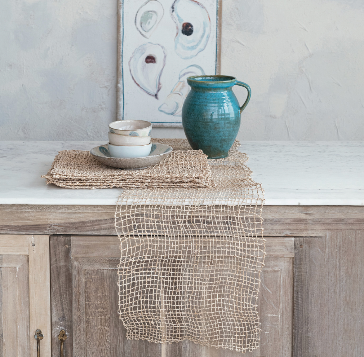 Hand-Woven Banana Leaf Table Runner in Natural
