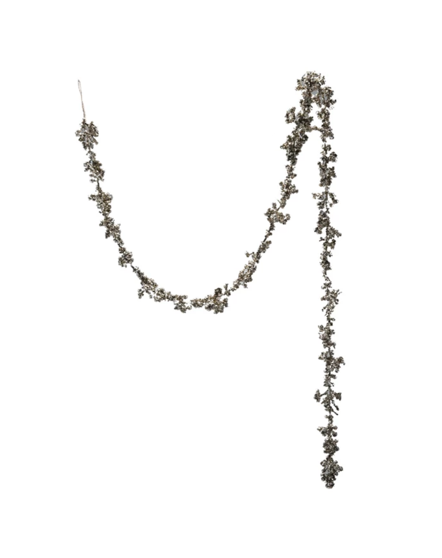 Foam Ball Garland with Glitter in Champagne