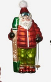 Santa Skier + Snowboarder Ornaments
