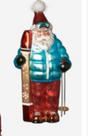 Santa Skier + Snowboarder Ornaments