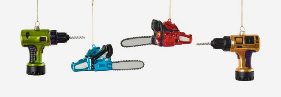 Drill + Chainsaw Ornaments