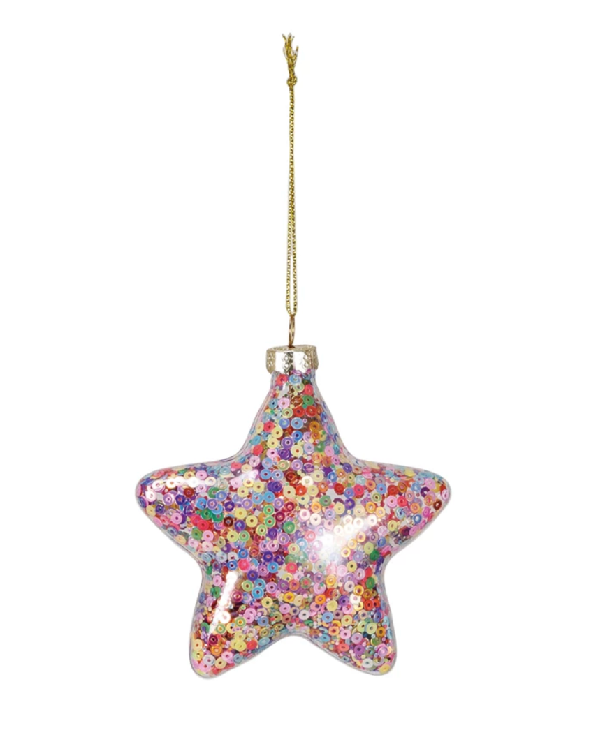 Sequin Glass Star Ornament