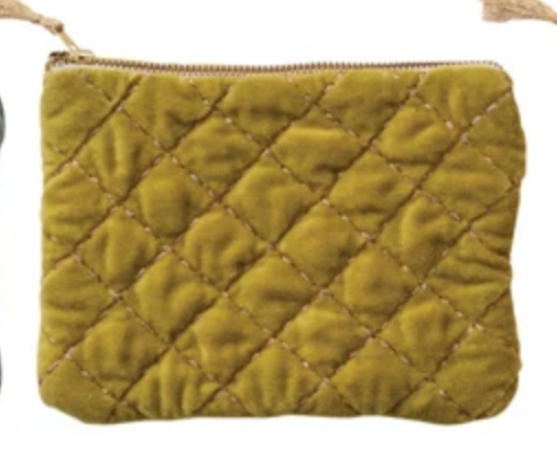 Quilted Cotton Velvet Zip Pouch