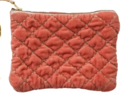 Quilted Cotton Velvet Zip Pouch