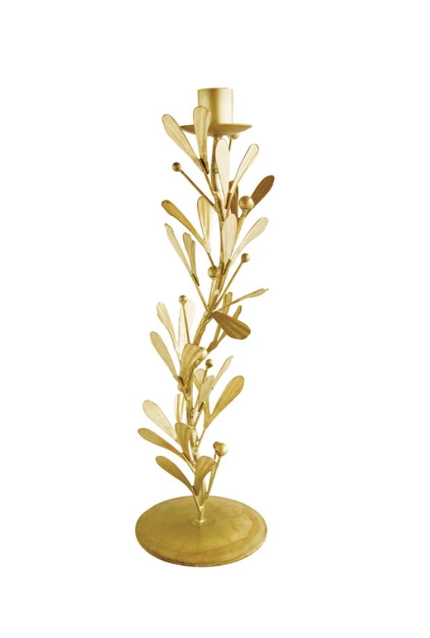 Metal Taper Holder with Leaves + Berries