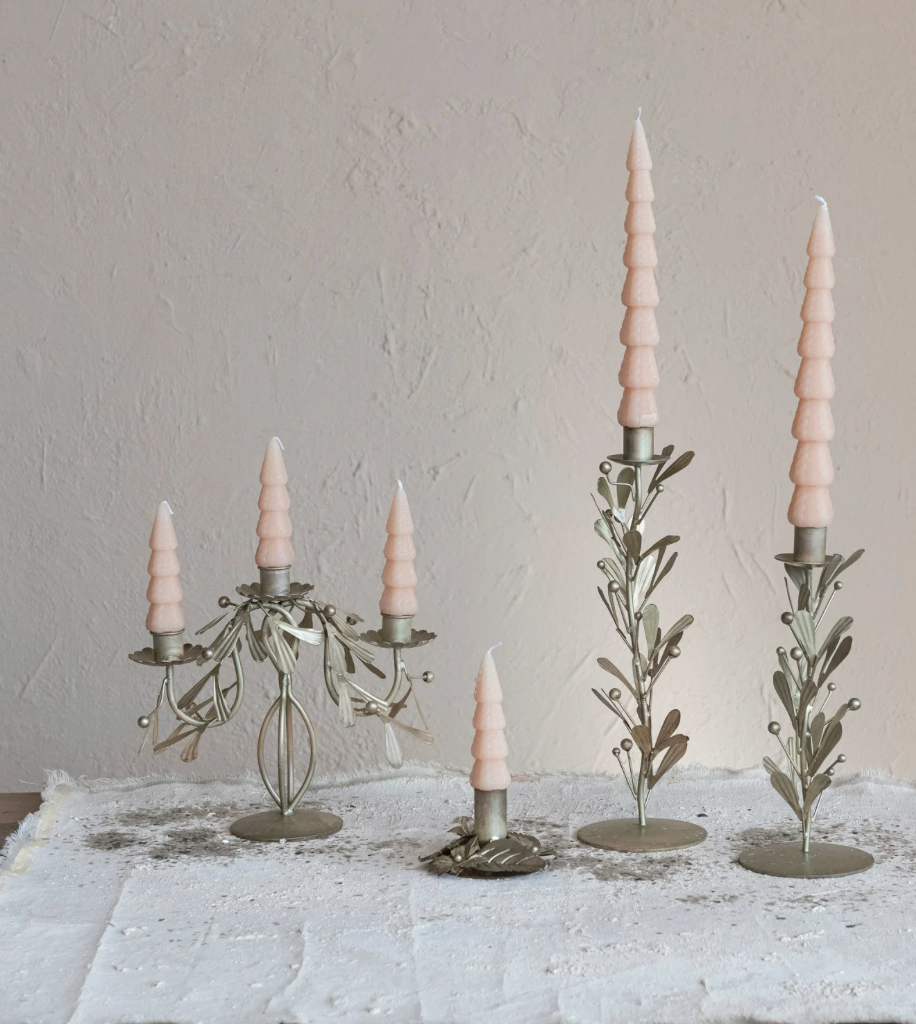 Metal Taper Holder with Leaves + Berries