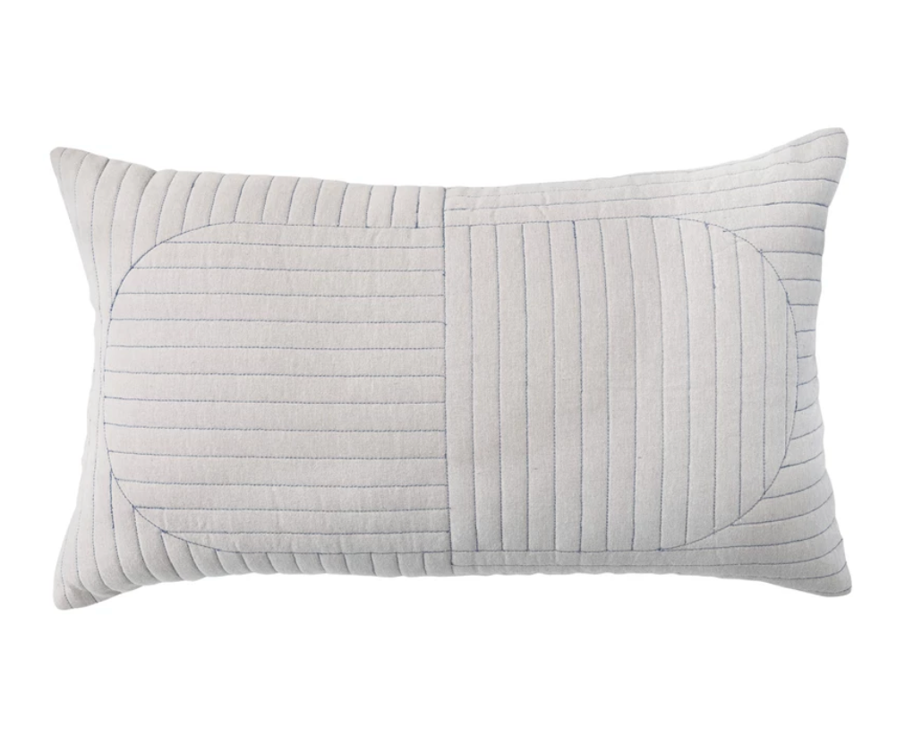 Cotton Chambray Quilted Lumbar Pillow