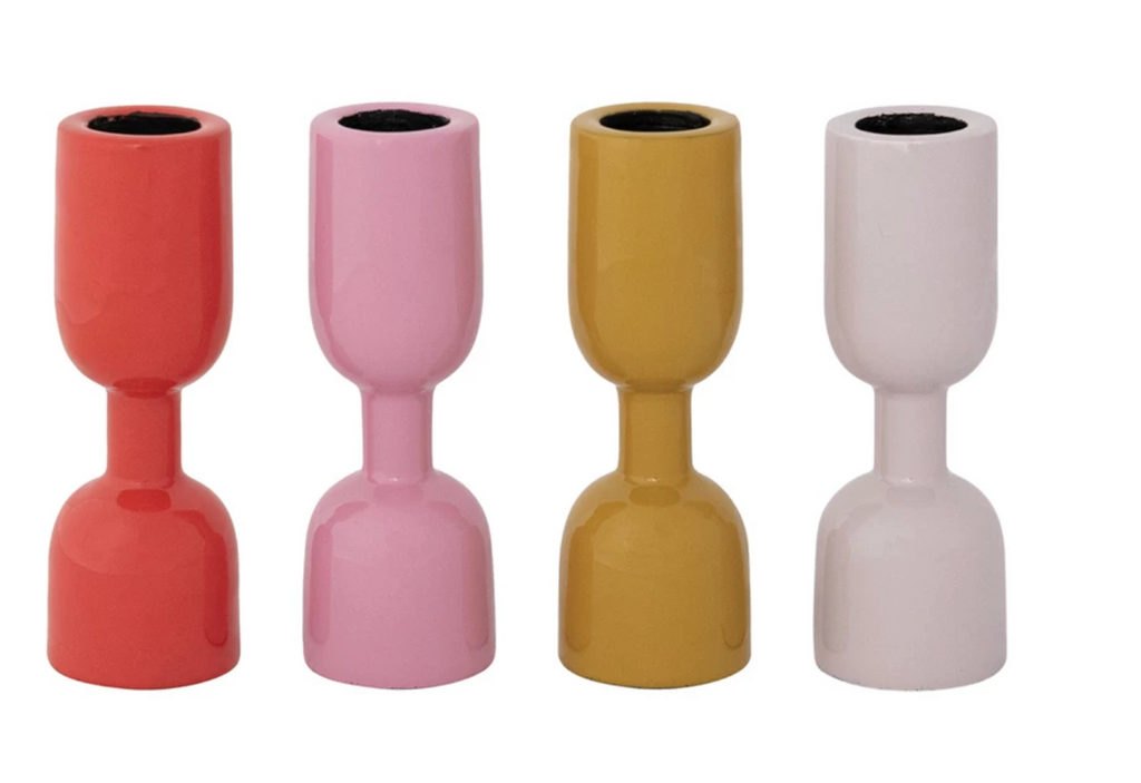 Enamled Aluminum Taper Candle Holders