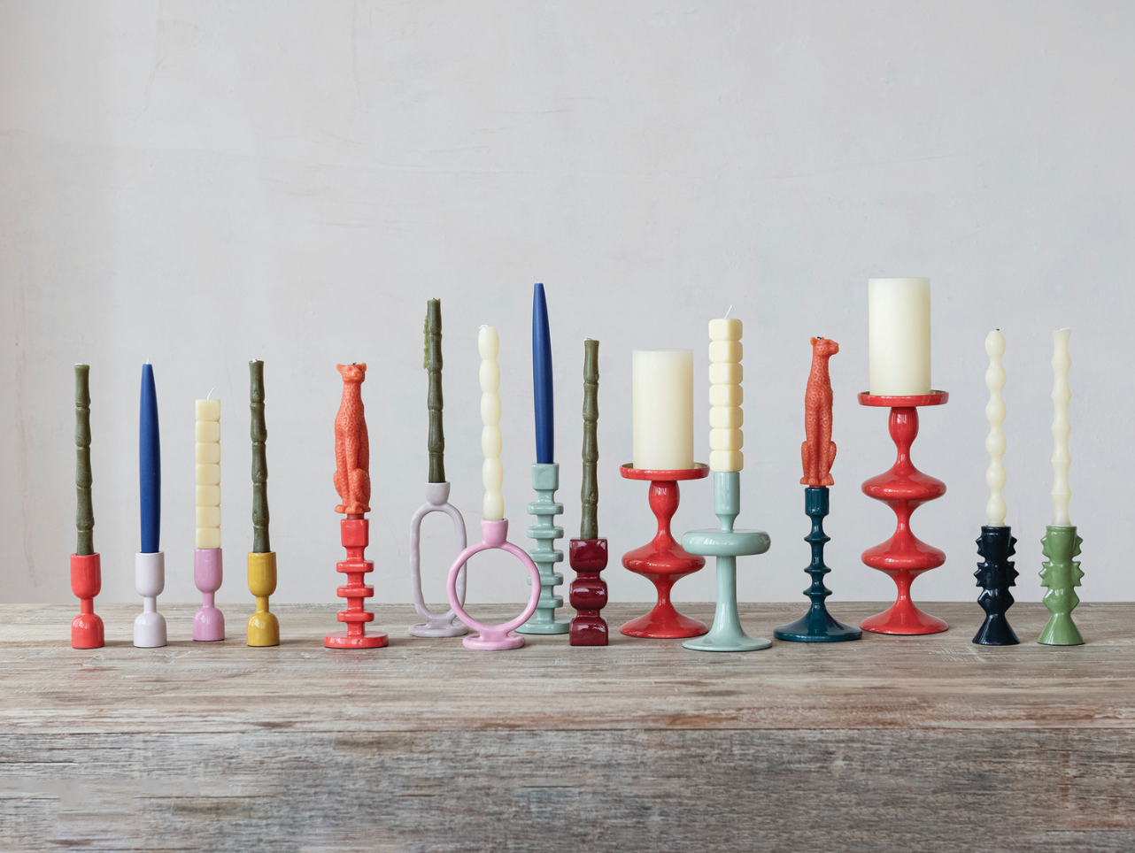 Enamled Aluminum Taper Candle Holders