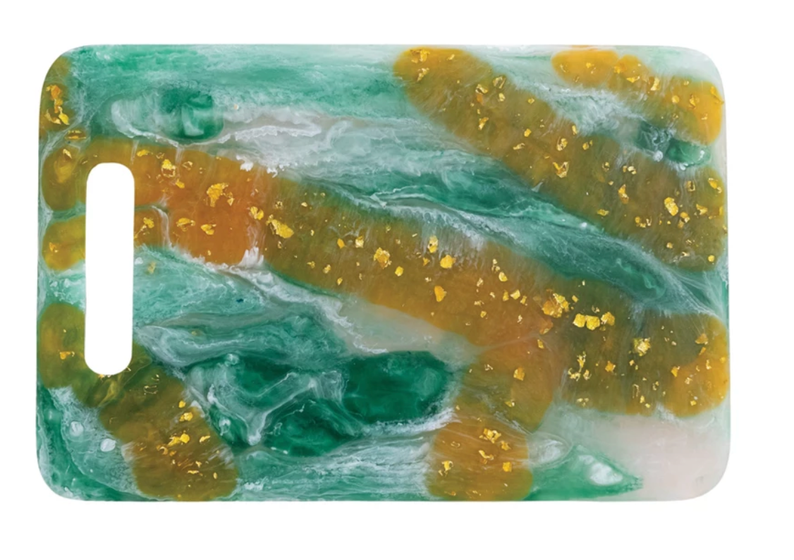 Marbled Resin Serving Board with Gold Foil