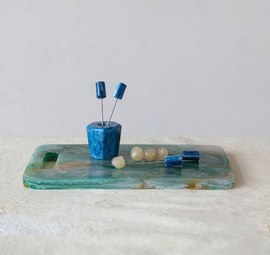 Marbled Resin Serving Board with Gold Foil