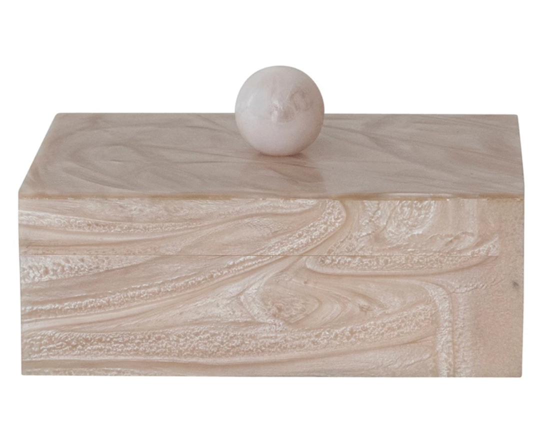 Marbled Resin MDF Box with Ball Handle