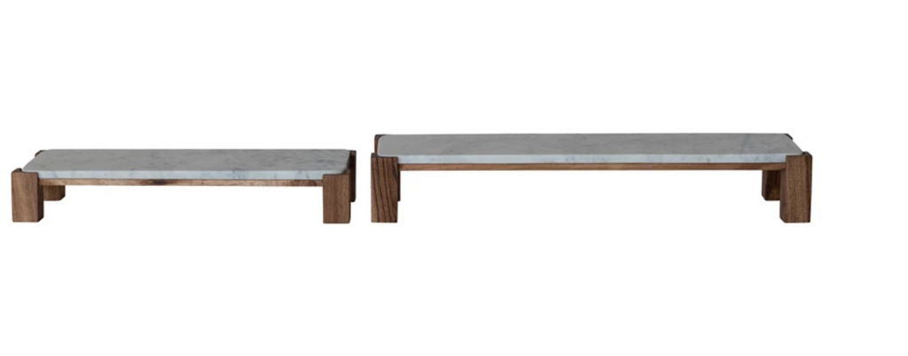 Marble + Acacia Pedestals