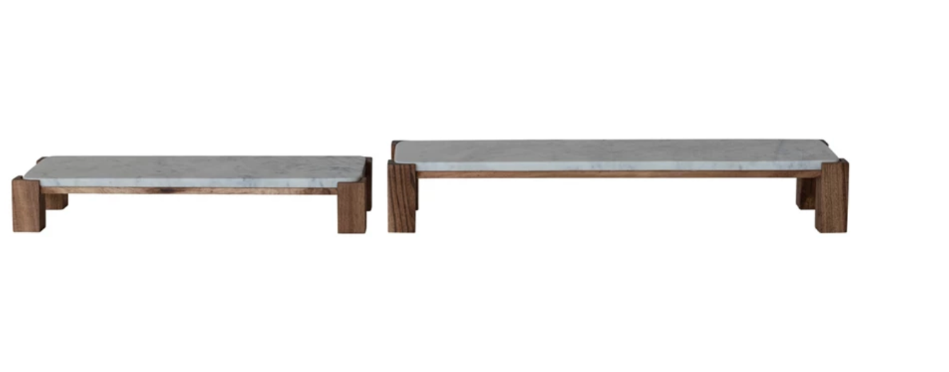 Marble + Acacia Pedestals