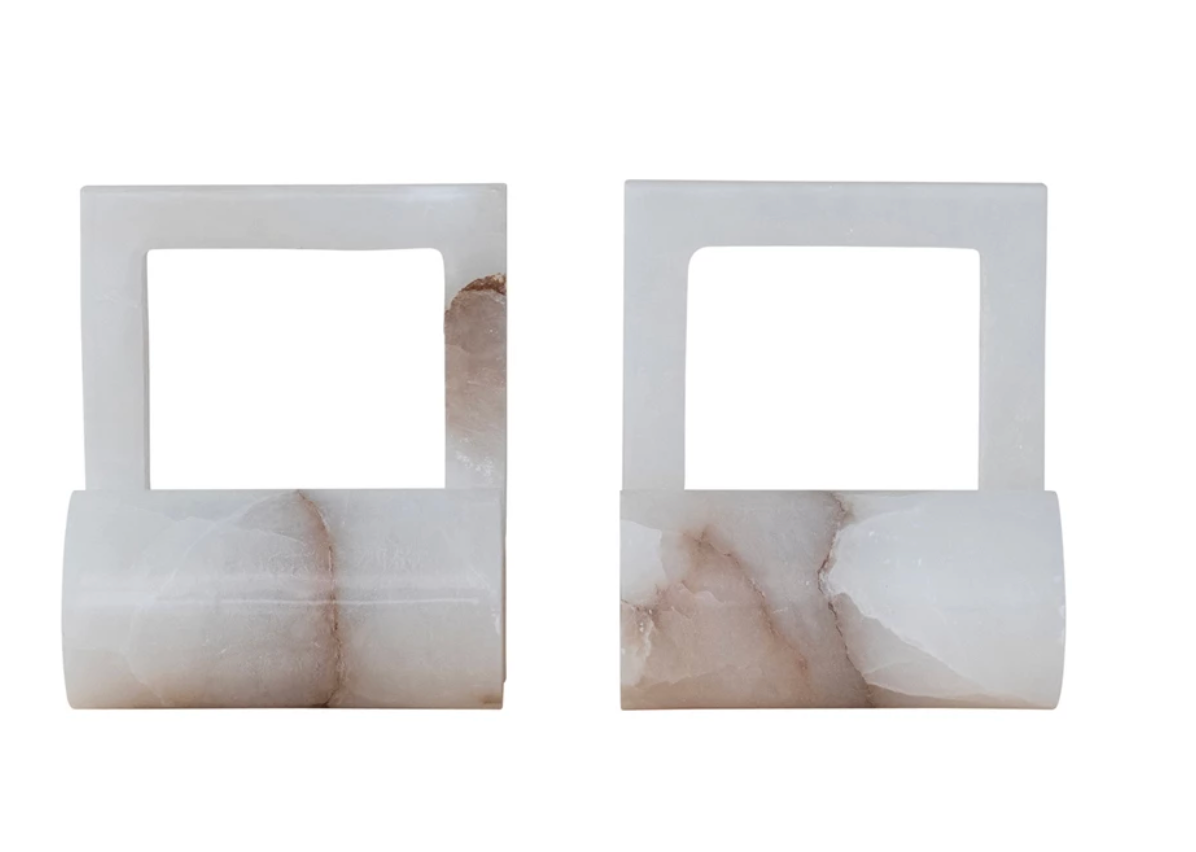 Alabaster Bookends with Cut-Outs