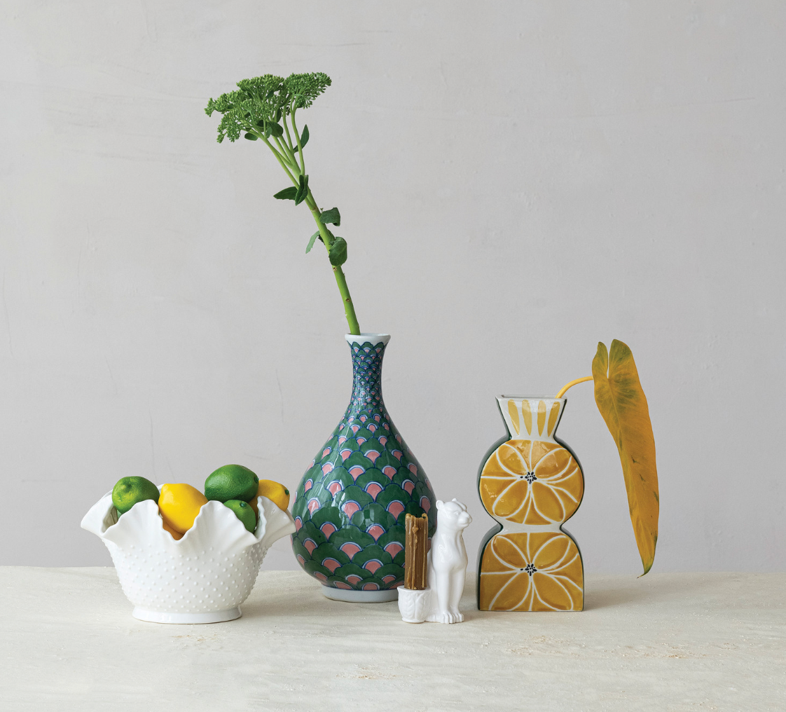 Hand-Painted Stoneware Vase