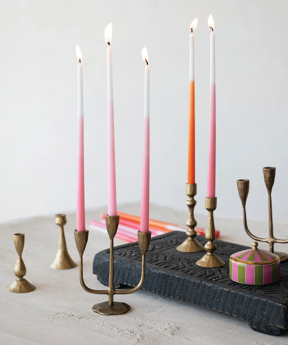 Hand-Forged Iron Candelabra in Antique Brass Finish