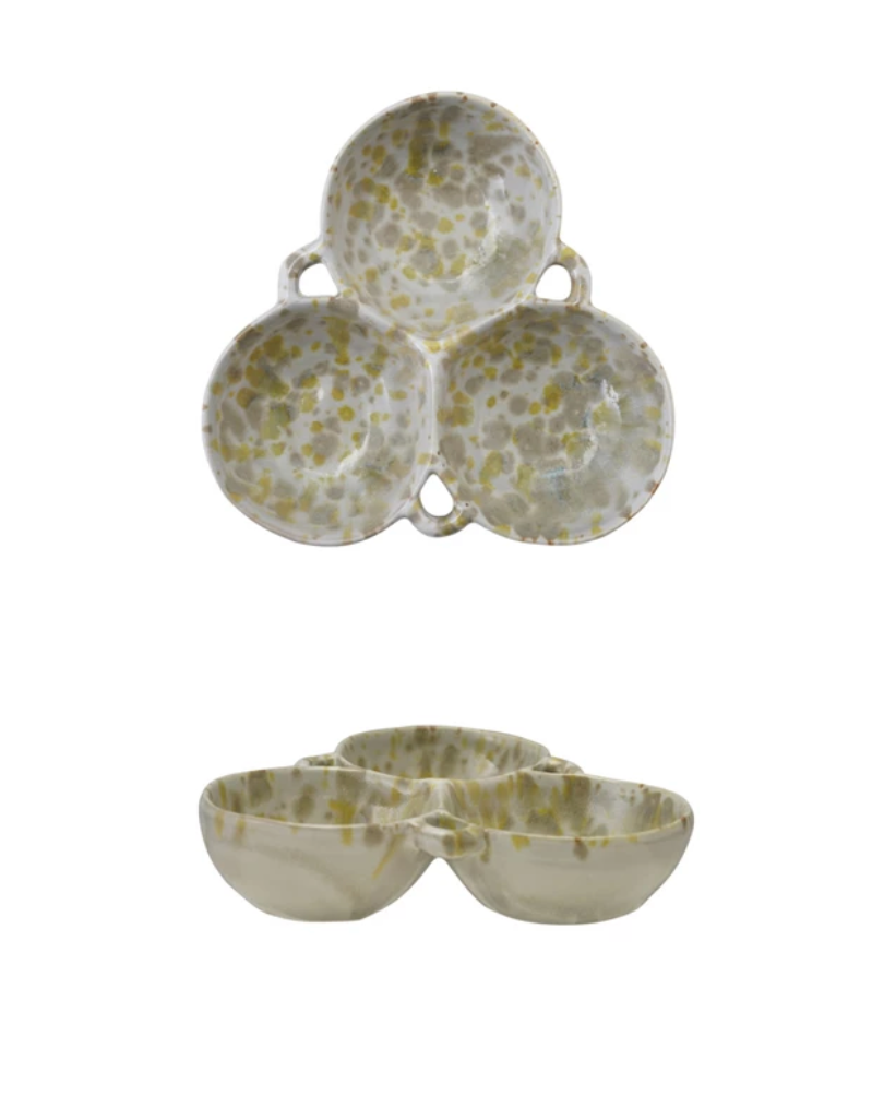 Stoneware Multi-Bowl with 3 Sections