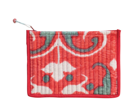 Quilted Cotton Velvet Zip Pouch