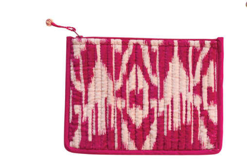 Quilted Cotton Velvet Zip Pouch