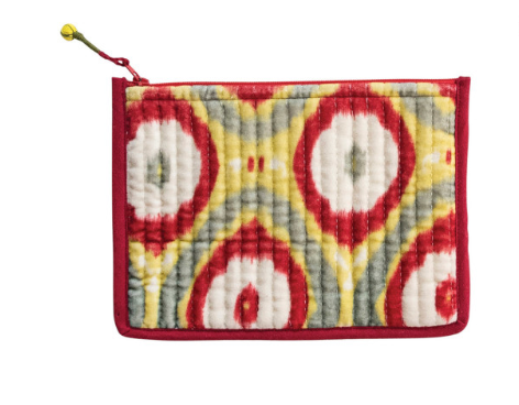 Quilted Cotton Velvet Zip Pouch