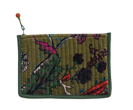 Quilted Cotton Velvet Zip Pouch