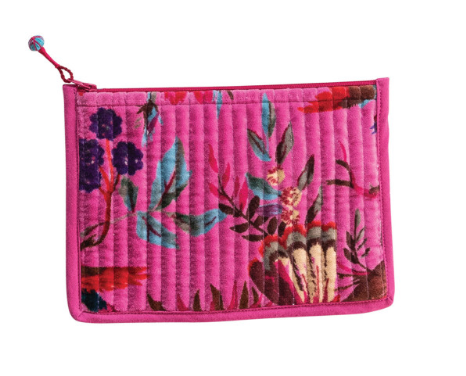 Quilted Cotton Velvet Zip Pouch