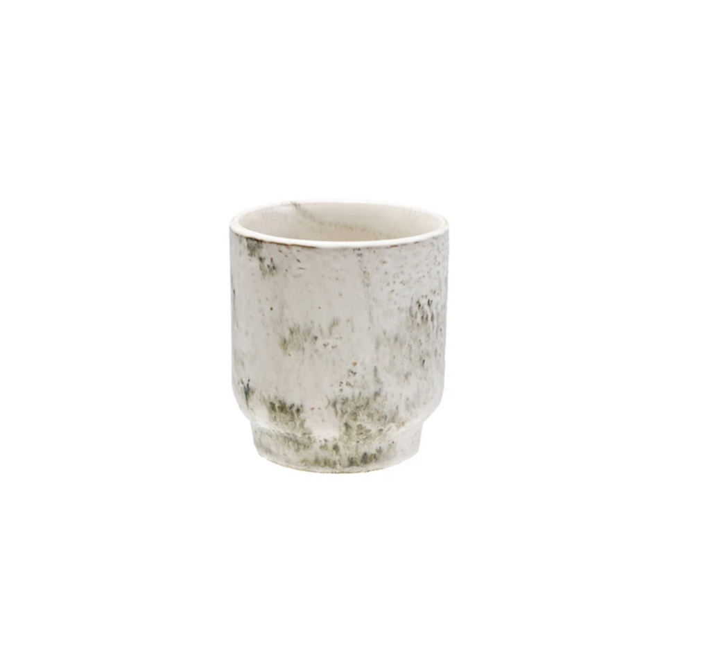 4” Stoneware Planter with Reactive Glaze in Blue + White