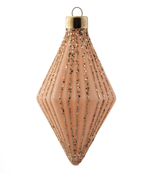 Glittered Fluted Diamond Glass Ornament