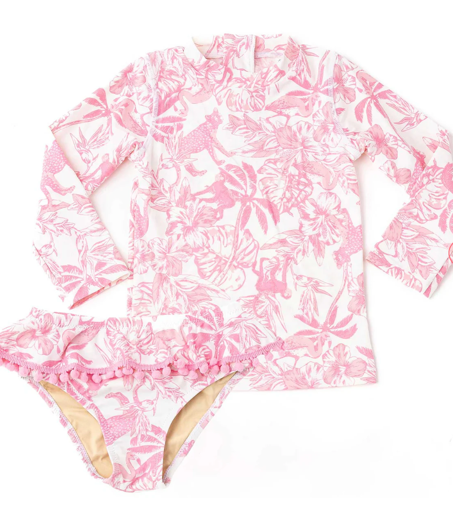 Girls Rashguard Swimsuit Set