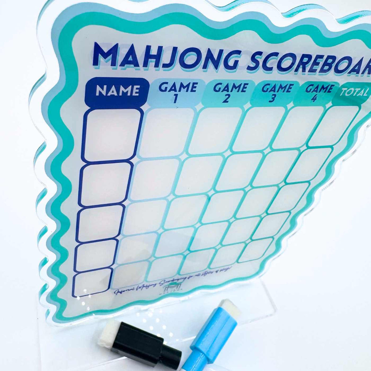 Mahjong Scoreboard - Scalloped Dry Erase Board with Stand & Markers