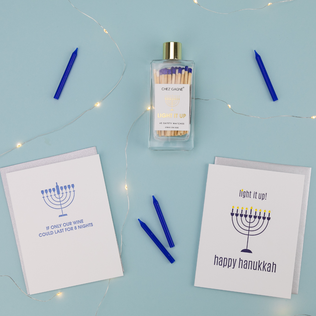Light It Up - Hanukkah - Holiday Glass Bottle Safety Matches