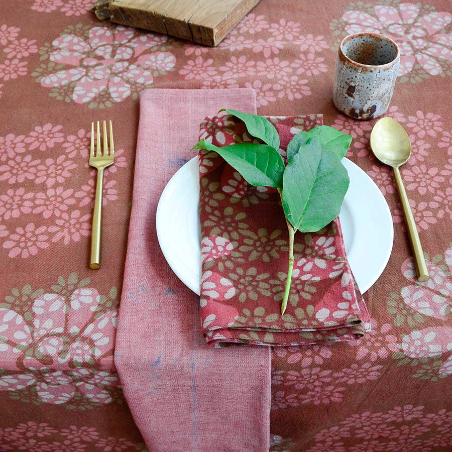 Block Print Napkins in Terracotta (Set of 4) - Forget Me Not