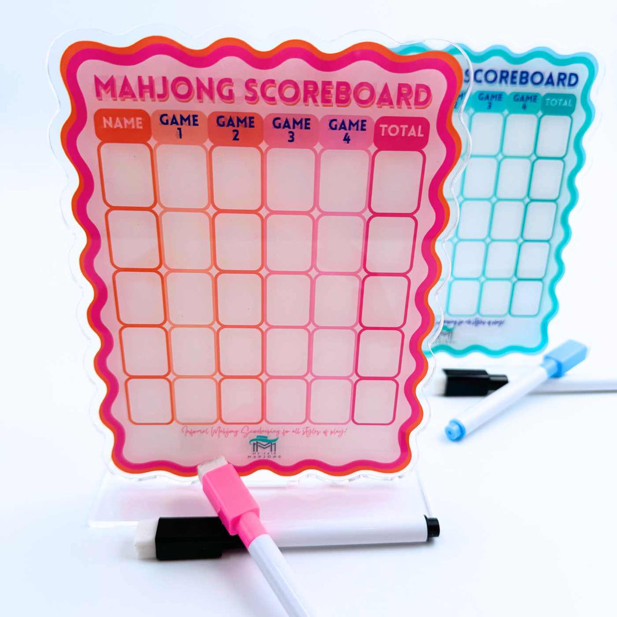 Mahjong Scoreboard - Scalloped Dry Erase Board with Stand & Markers