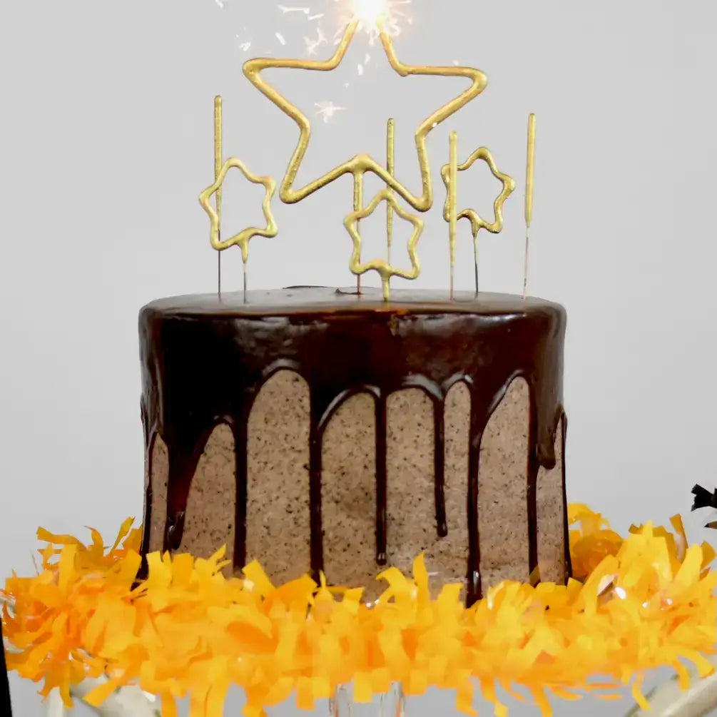 4" Mini Gold Star Sparkler Wands - 4th of July - Tube of 4
