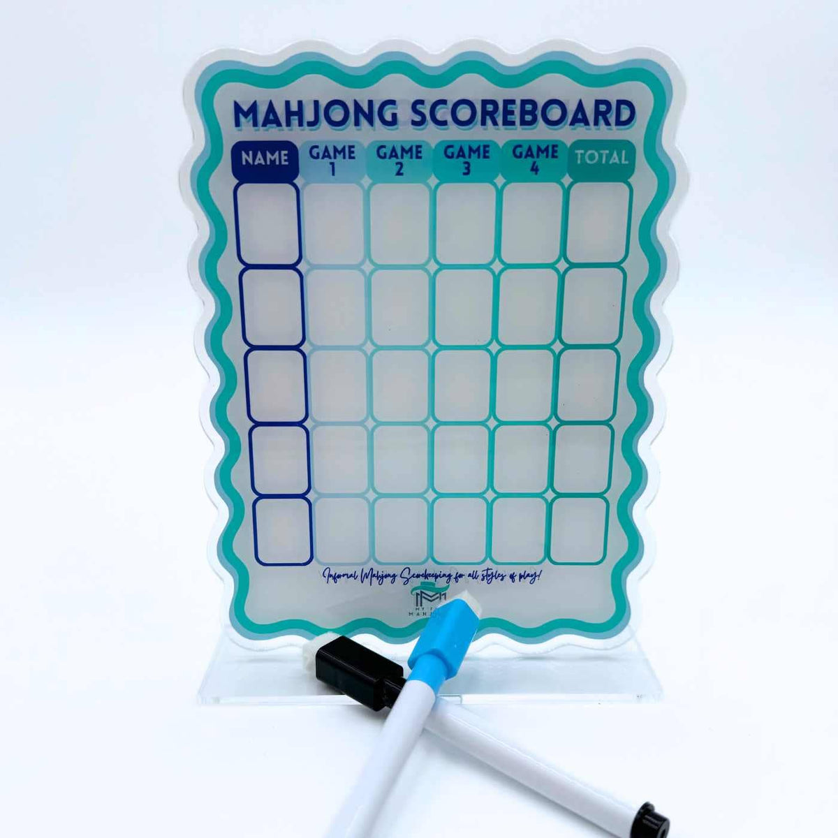 Mahjong Scoreboard - Scalloped Dry Erase Board with Stand & Markers