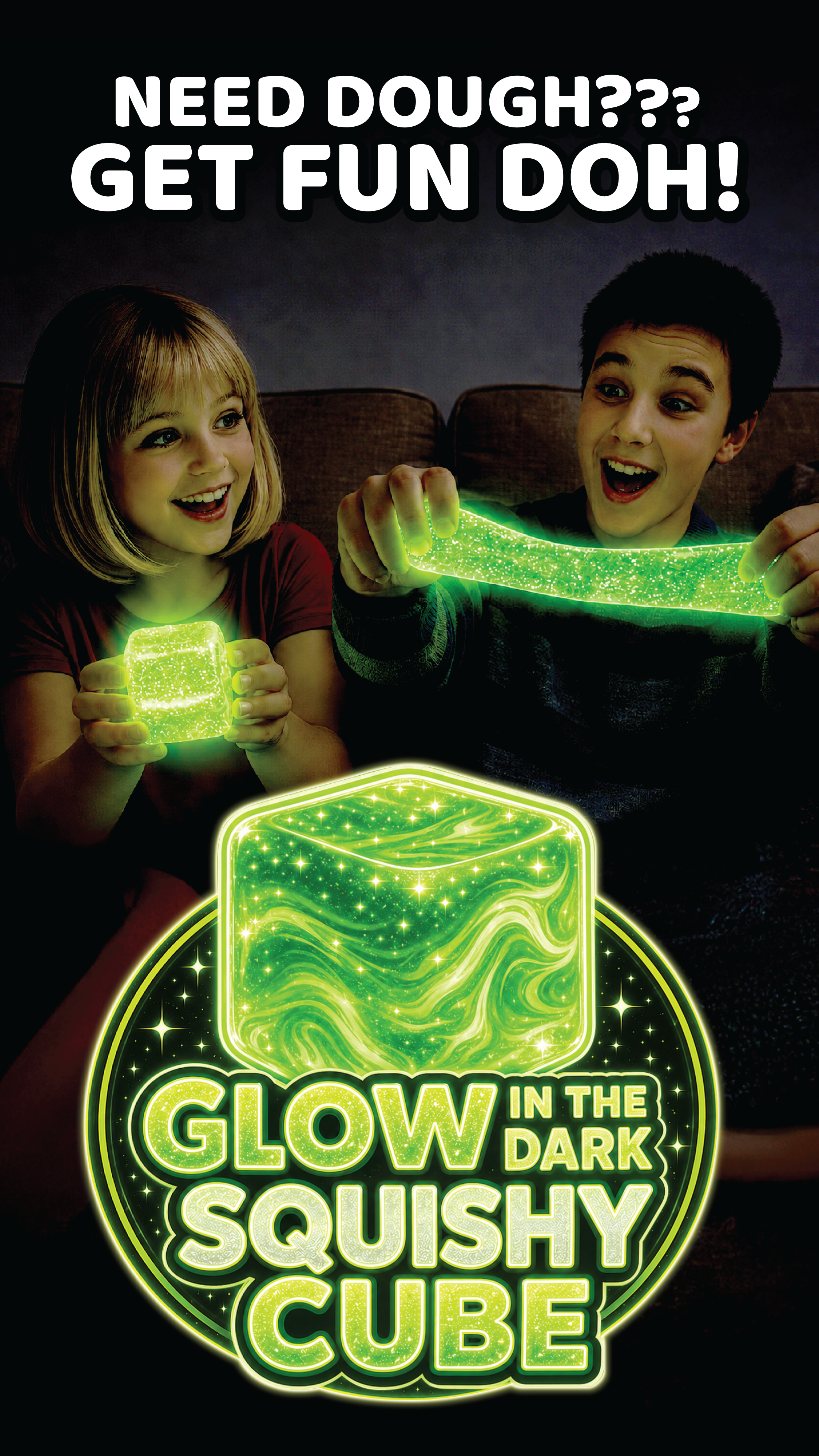 Fun Doh Glow in the Dark Squishy Sparkle (Assorted Colors)